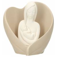 Mère et enfant dans un coeur 9 cm beige