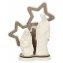 Nativité en résine blanche avec décor étoiles 14 cm
