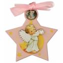Cadre-Berceau - Etoile / Ange - 7 X 9 cm - Rose