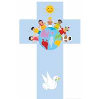 Croix murale enfants du monde 35 cm