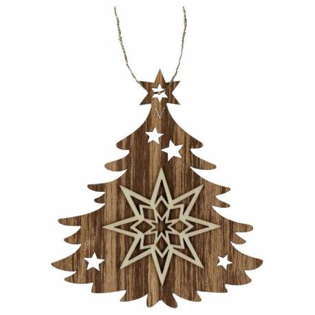 Décoration de Noël en bois en forme de sapin à suspendre - étoile