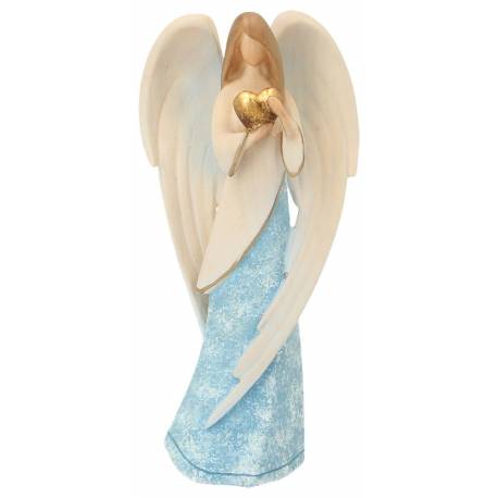 Houtsnijwerk Engel 15 cm blauw 
