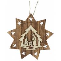Hout kerstdecoratie om te hangen - kerststallen 