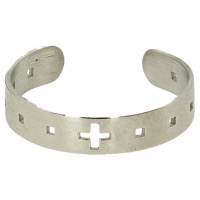 Bague argent rhodié avec croix - Mes II