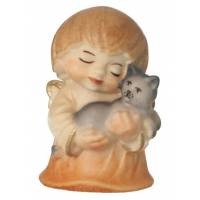 Engel met kat - 4 cm gekleurd 