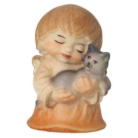 Engel met kat - 4 cm gekleurd 