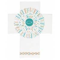 Croix murale Porcelaine 11 x 14 cm Ichtus