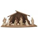 Crèche de Noël en bois avec cabane et 15 personnages de 07cm
