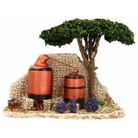 Decor voor santons de Provence Alambic met boom 18 x 10 cm 