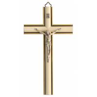 Croix Murale - 25 cm - Bois Bombé Blanc