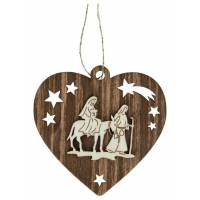 Décoration de Noël en bois en forme de coeur à suspendre - Fuite en Egypte
