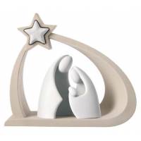 Nativité en résine blanche et beige avec étoile 11 cm