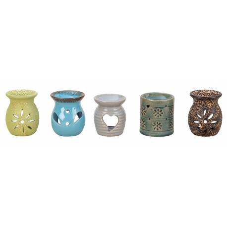 Brûle-huile H 7 cm - assortiment de 5 modèles différents