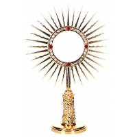 Monstrans verguld - H 27 cm - voor hostie van 70 mm 