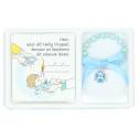 Set bracelet bleu sur élast + cadre baptême + Boîte