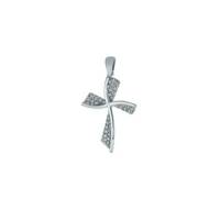 Croix or blanc 9 carats avec strass 23 mm 1.65 gr