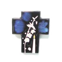 Croix Céramique - 12 X 10 cm - Bleu Foncé