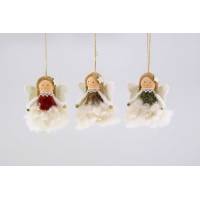Engel van wol om te hangen 8cm 3 set 