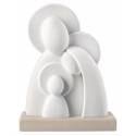 Kerststal in witte hars op een beige basis 13,5 cm 
