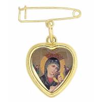 Broche + Médaille Perpét. Secours - Métal Doré 1.5 cm