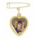 Broche + Médaille Perpét. Secours - Métal Doré 1.5 cm