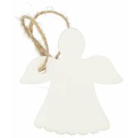 Ange à suspendre en porcelaine blanche avec étoile 5.2 x 6 cm