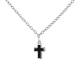 Chaine en argent rhodié avec croix émaillée noire