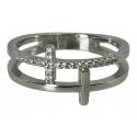 Bague zircon croix double