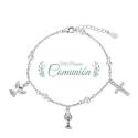Bracelet en argent rhodié avec perles, ange et croix