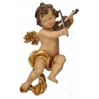 Houtsnijwerk Engel / Viool 40 Cm Gekleurd 