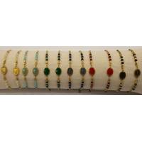 Staal armband met natuurstenen, stalen kralen en gekleurde Wonderbare Medaille 