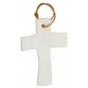 Croix en porcelaine blanche avec rameaux 9.5 x 6.5 cm