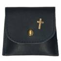 Rozenkranszakje Leder - 8 X 7 cm - Zwart 