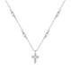 Chaîne avec perles en argent rhodié et croix avec zircons