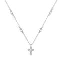 Gerhodineerd zilveren ketting met parels en kruis met zirkonia's 