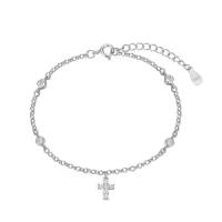 Bracelet en argent rhodié avec croix et zircons