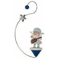 Flocon De Neige-Bois 7 Cm Avec Guitare