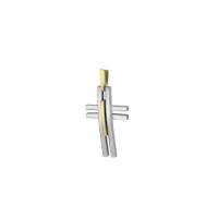 Croix moderne bi-colore or 9 carats 25 mm 2.40 gr