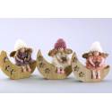 Wollen engel op houten ster 11 cm 3/set 