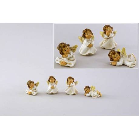 Ange crème/doré 4 cm set de 4