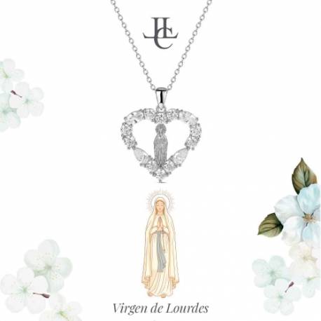 Gerhodineerd zilver hanger met ketting O.L.V. van Lourdes 