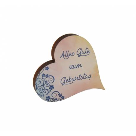 Coeur en bois "Alles Gute zum Geburtstag", 7 x 8 cm