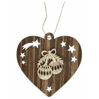 Décoration de Noël en bois en forme de coeur à suspendre - Boules de Noël