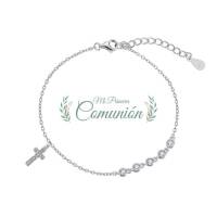 Bracelet en argent rhodié avec croix et zircons