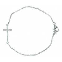 Bracelet avec croix strass en argent rhodié