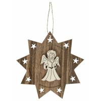 Décoration de Noël en bois en forme d'étoile à suspendre - Ange