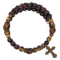 Armband-rozenkrans Glazen korrels "brons" Wonderbare med. en kruis 