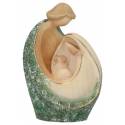 Sainte Famille en bois sculpté - 10 cm - blanc et vert
