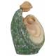 Sainte Famille en bois sculpté - 10 cm - blanc et vert