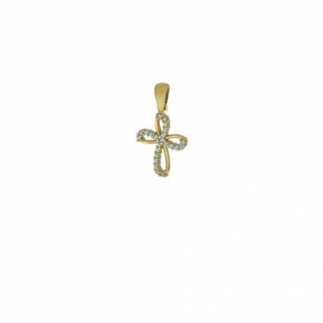 Croix or 9 carats avec strass 15 mm 0.9 gr